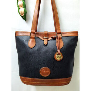 Dooney & Bourke Black Pebbled Leather Double Handles Tote Shoulder Bag